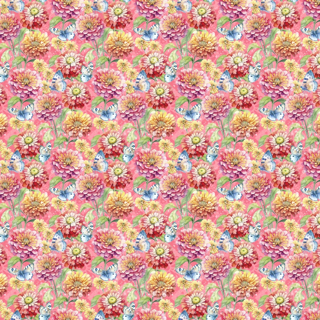 [W130-009-135] W130-009-135 / Flowers & Butterflies-Pink