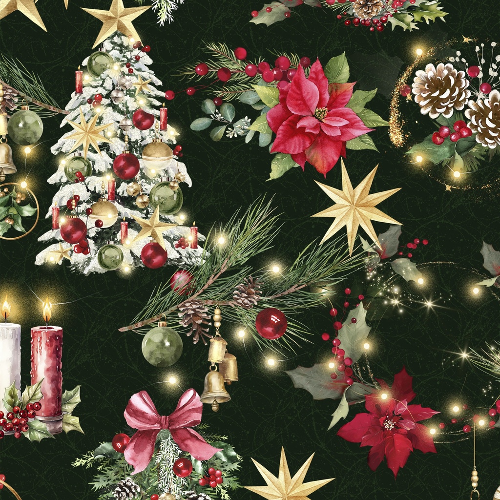 [W130-015-632] W130-015-632 / Christmas Icons - Dark Green