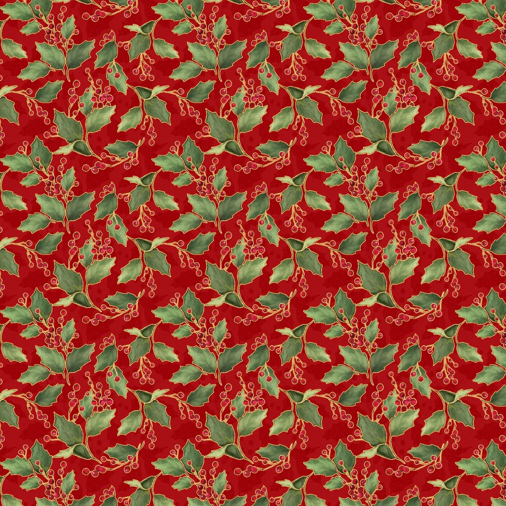 [W130-020-363] W130-020-363 / Holly and Berries - Red