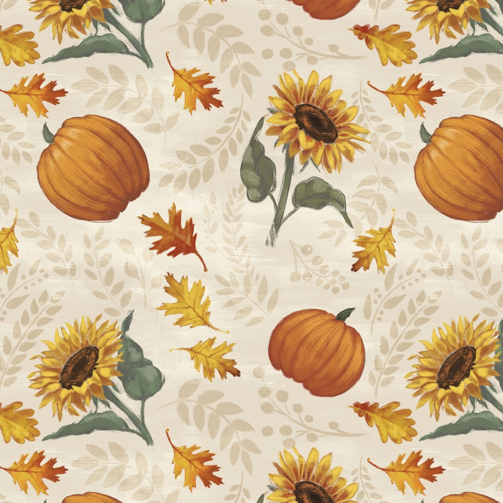 W135-012-026 / Sunflowers & Pumpkins - Cream