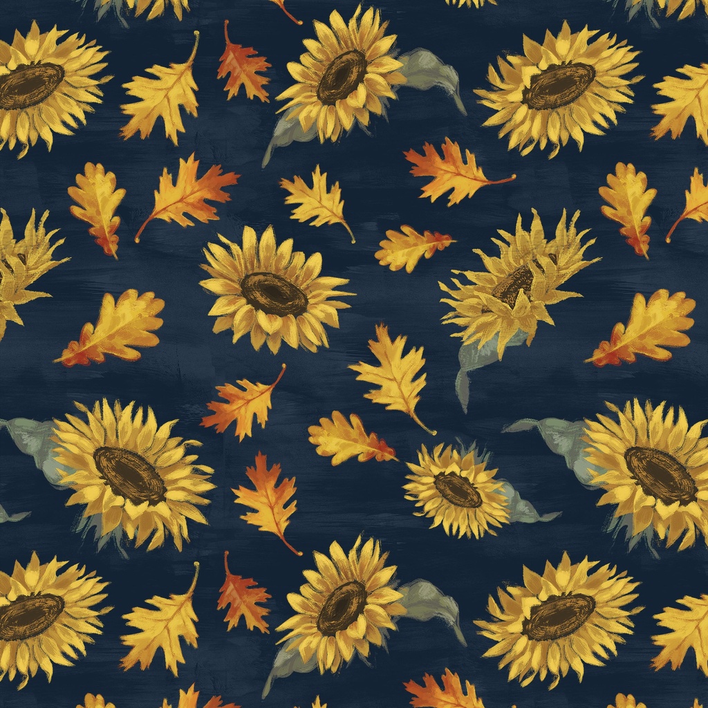 [W135-013-523] W135-013-523 / Sunflower Toss - Navy