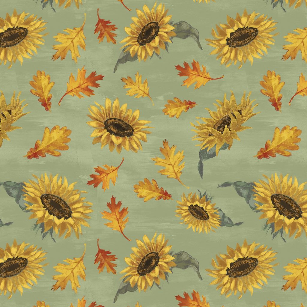 [W135-013-623] W135-013-623 / Sunflower Toss - Lt Green