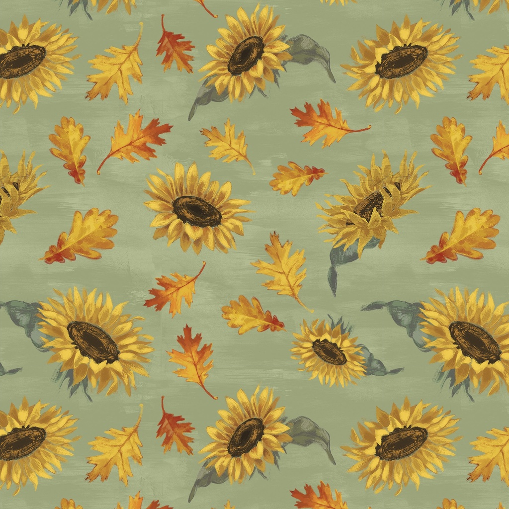 [W135-013-623] W135-013-623 / Sunflower Toss - Lt Green