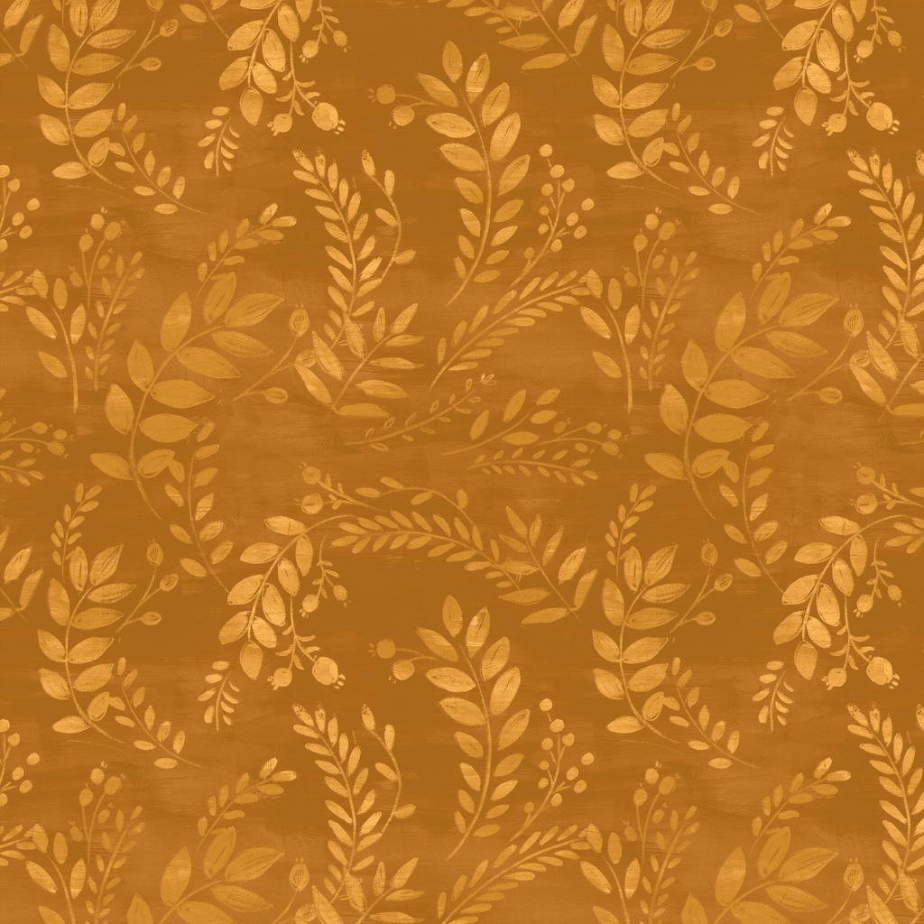 [W135-015-265] W135-015-265 / Tonal Leaves - Dark Gold