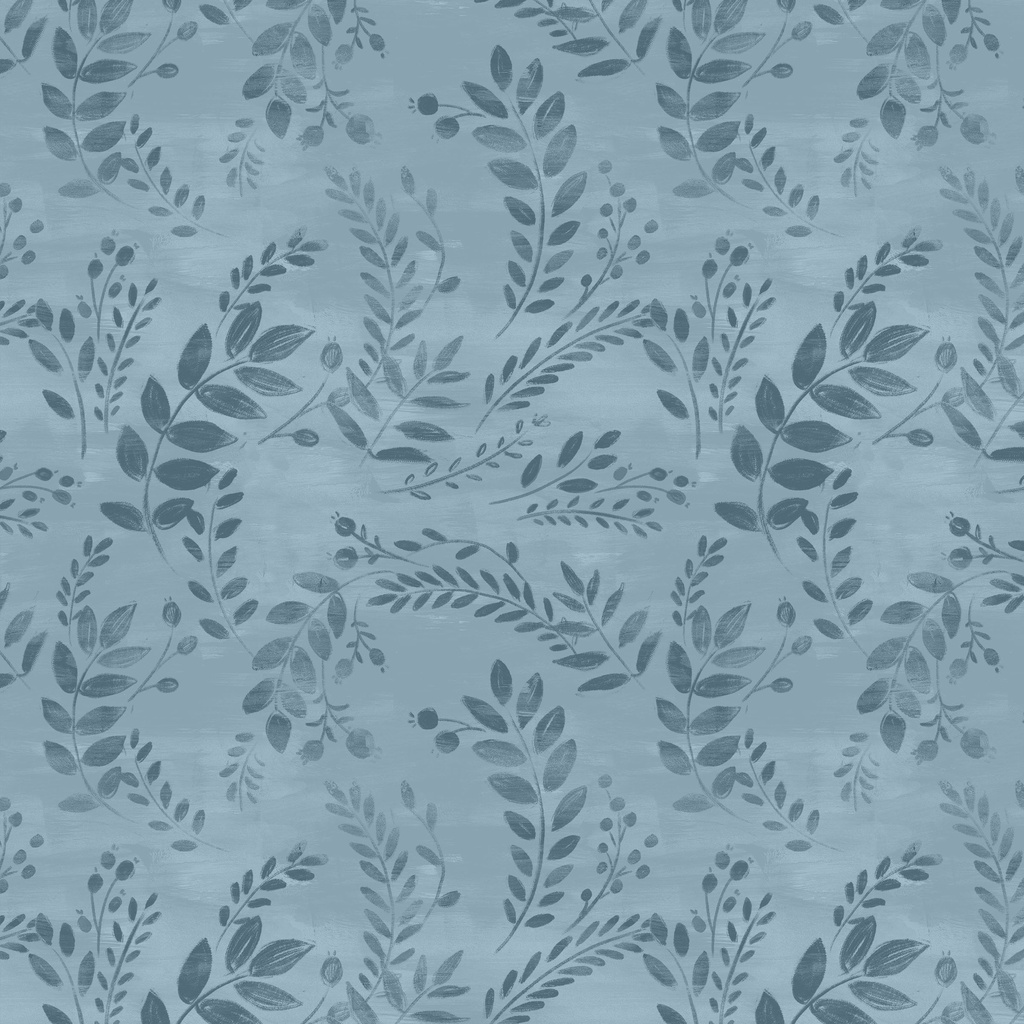 [W135-015-520] W135-015-520 / Tonal Leaves - Blue