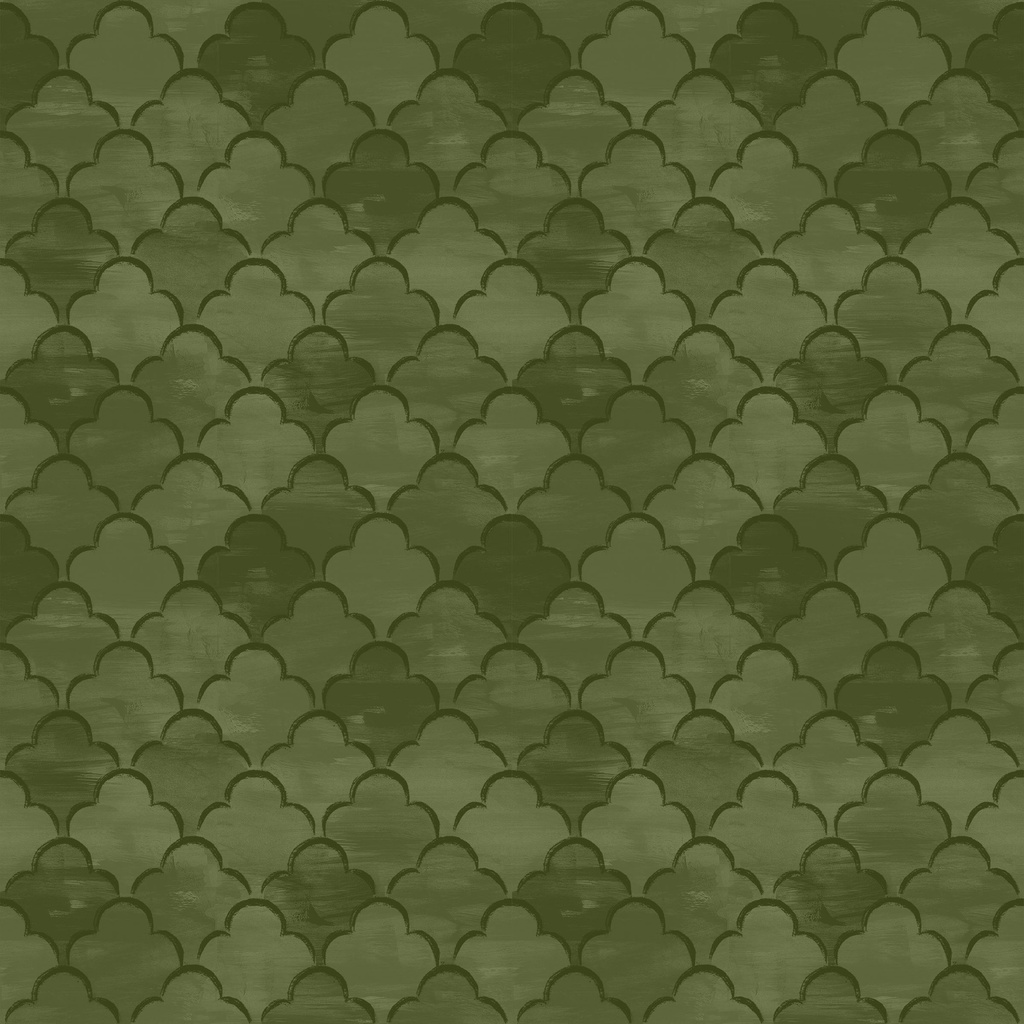 [W135-018-665] W135-018-665 / Scallops - Dark Green