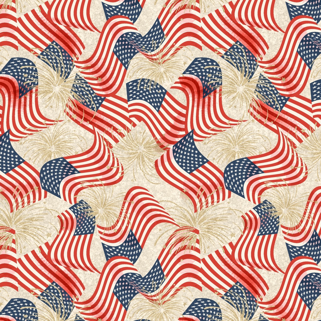 [W140-004-035] W140-004-035 / Flags & Fireworks-Cream