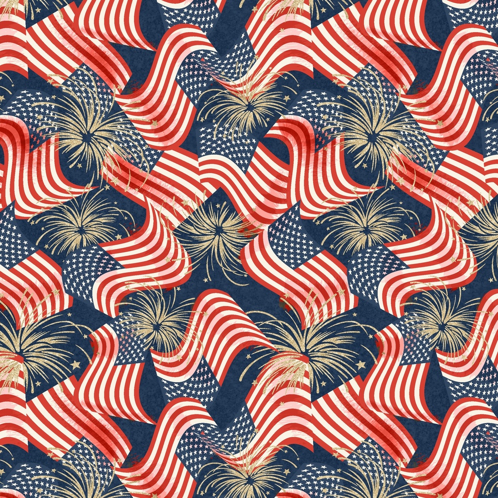 [W140-004-535] W140-004-535 / Flags & Fireworks-Navy