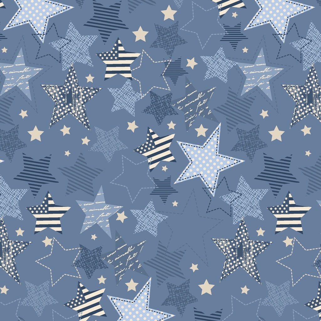 [W140-005-555] W140-005-555 / Large Stars-Blue Tonal