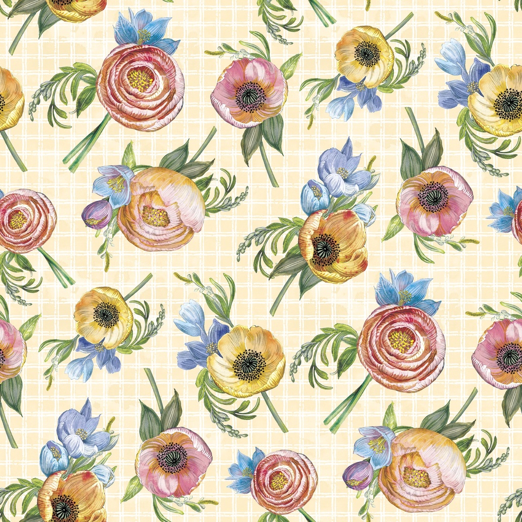 W150-005-251 / Floral Toss - Yellow