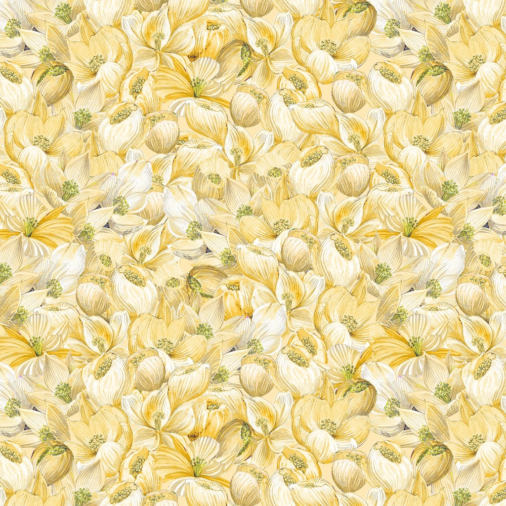 [W150-006-230] W150-006-230 / Packed Floral - Yellow