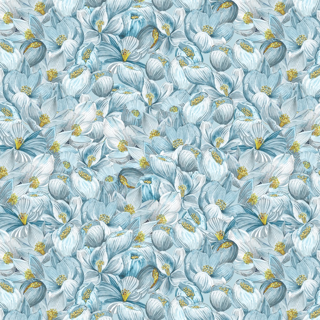 [W150-006-505] W150-006-505 / Packed Floral - Blue