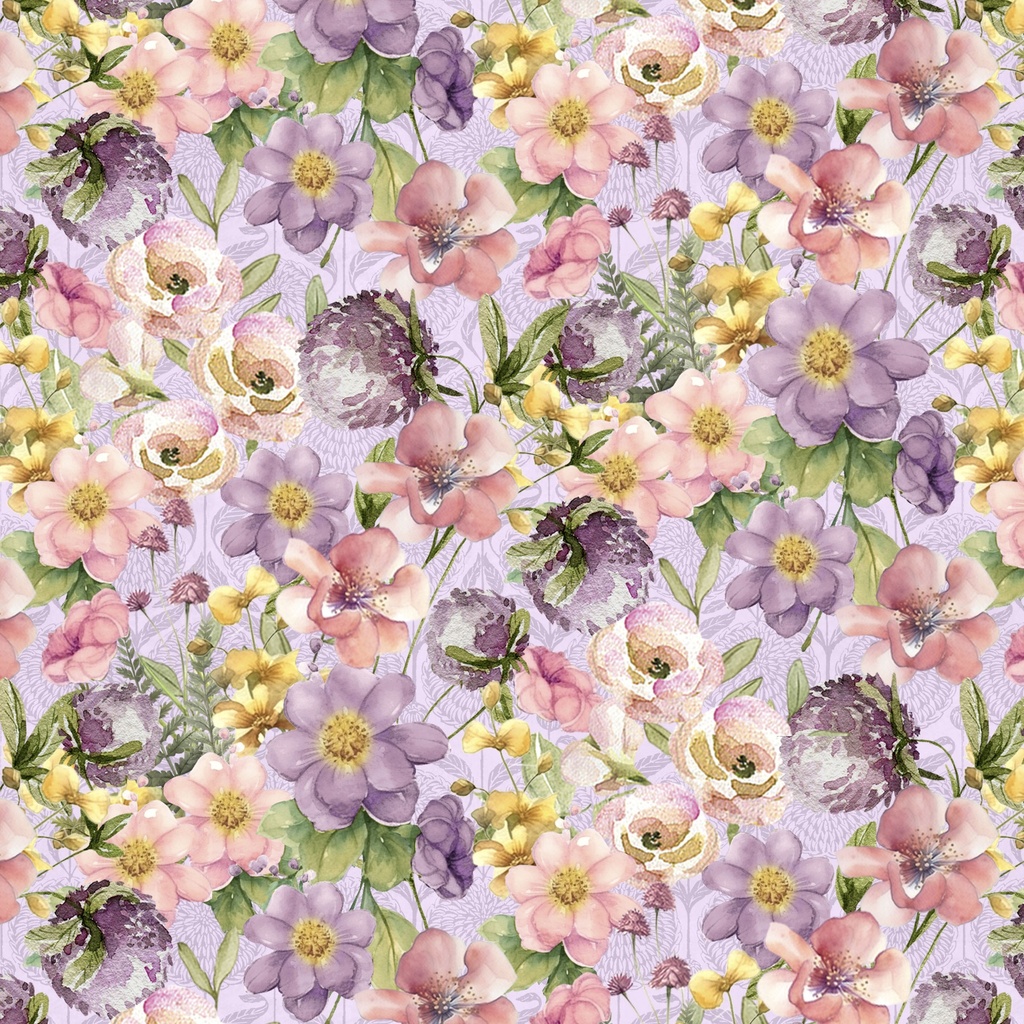 [W130-030-414] W130-030-414 / Packed Floral-Purple