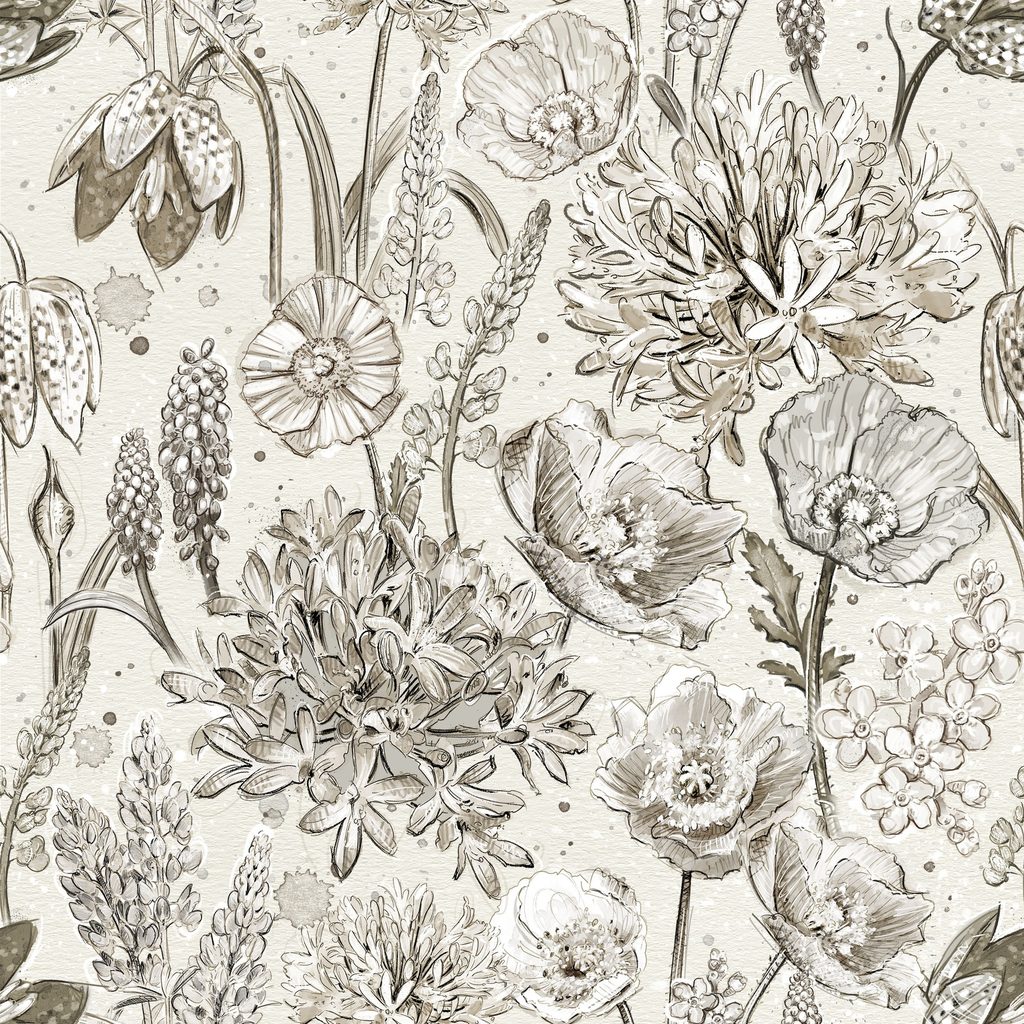 W115-016-070 / Packed Floral-Cream