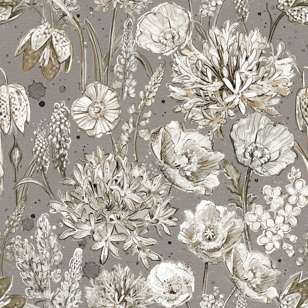 [W115-016-770] W115-016-770 / Packed Floral-Taupe
