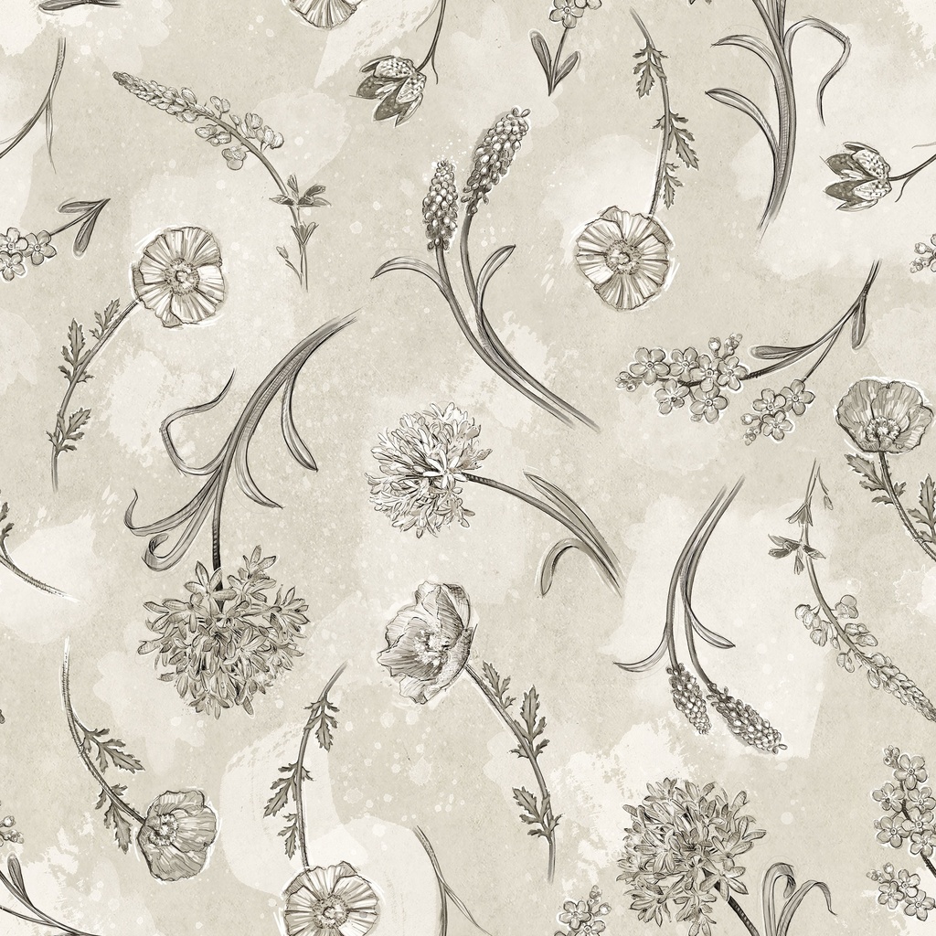 [W115-018-070] W115-018-070 / Tossed Floral-Cream
