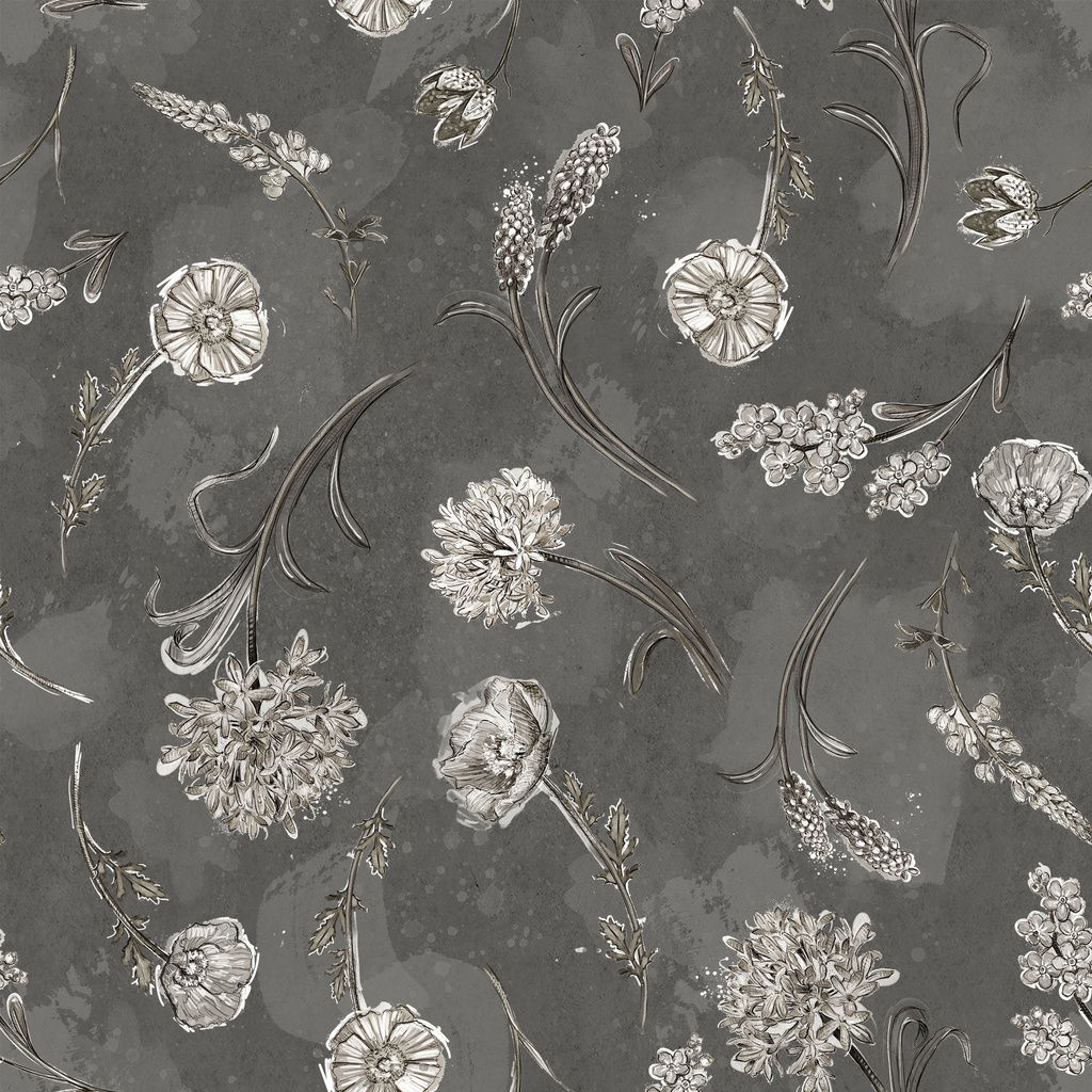 W115-018-707 / Tossed Floral-Gray