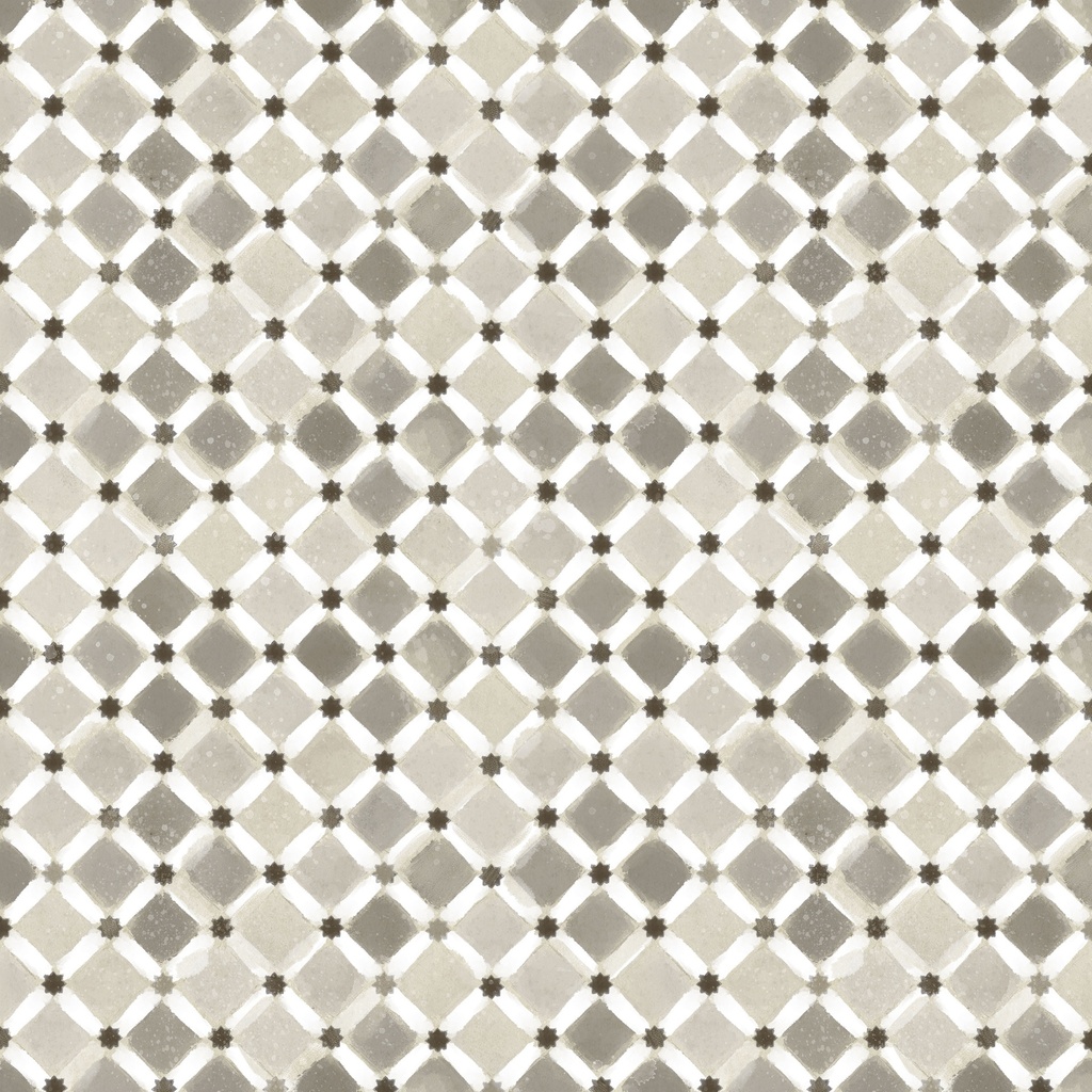 [W115-021-007] W115-021-007 / Star Grid-Cream/Taupe