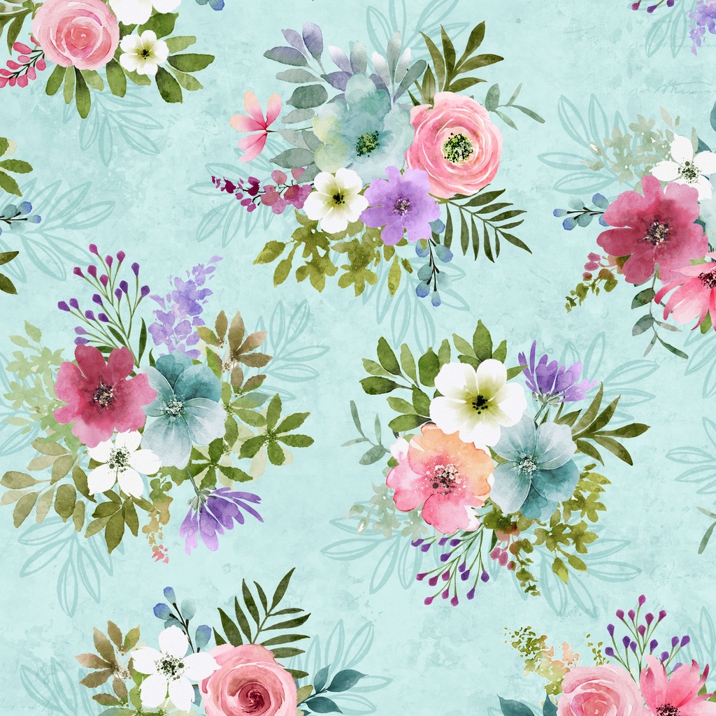 [W110-016-996] W110-016-996 / Bouquets-Teal
