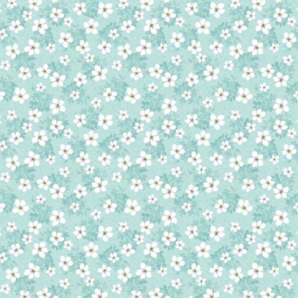 [W110-019-909] W110-019-909 / Small Floral-Teal