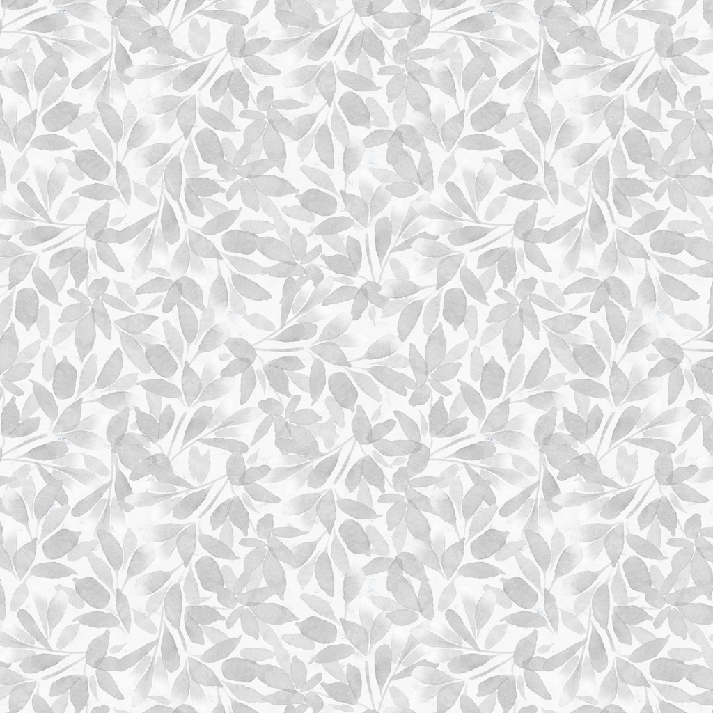 [W110-020-070] W110-020-070 / Tonal Leaves-White/Gray