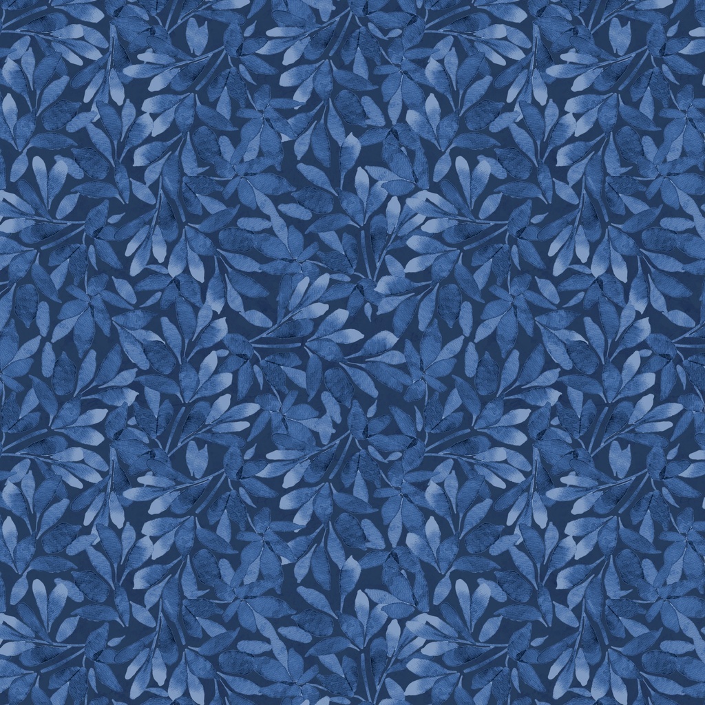 [W110-020-555] W110-020-555 / Tonal Leaves-Dark Blue