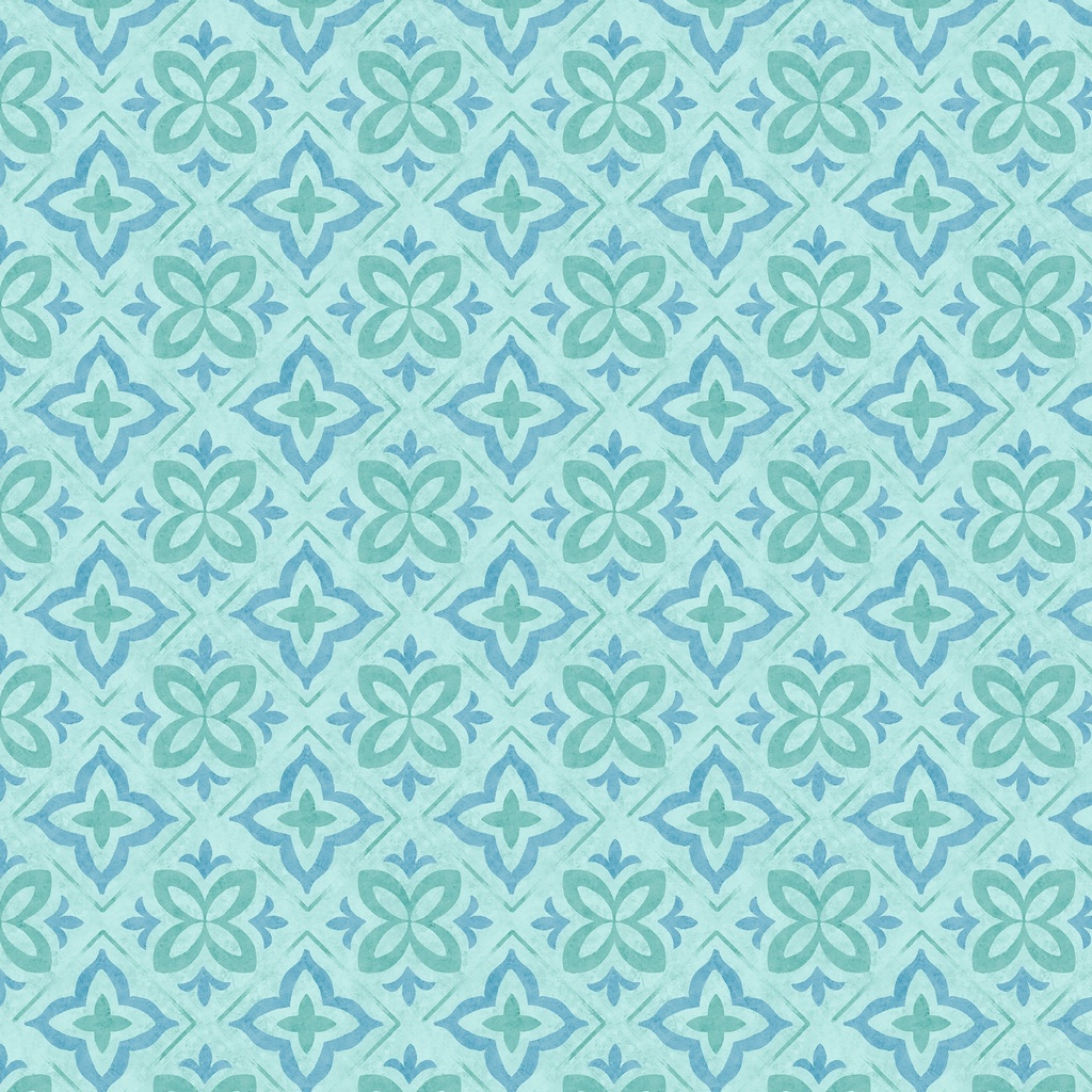 [W110-021-995] W110-021-995 / Floral Tile-Teal