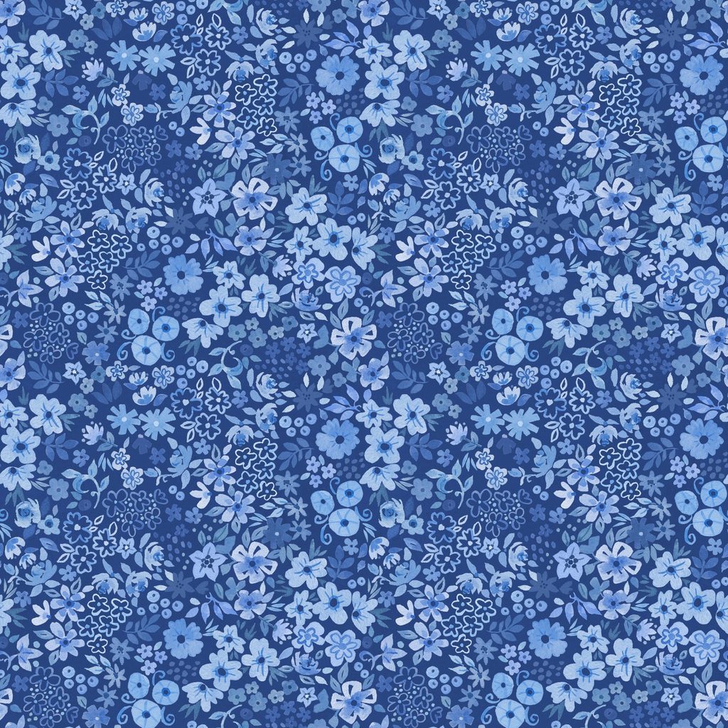 W160-005-550 / Floral Field-Indigo