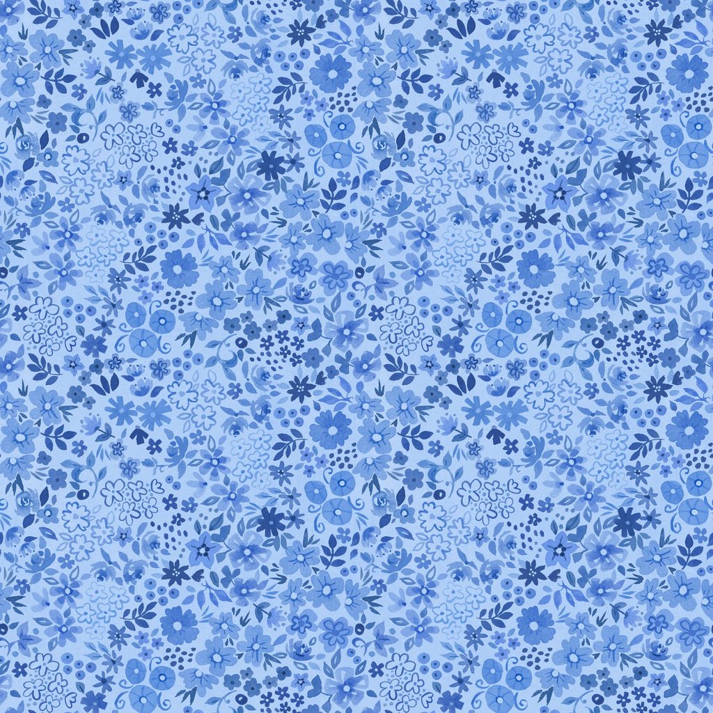 [W160-005-555] W160-005-555 / Floral Field-Blue