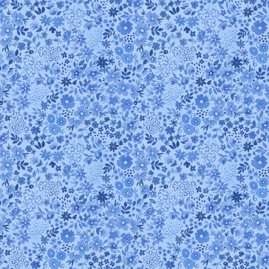 [W160-005-555] W160-005-555 / Floral Field-Blue