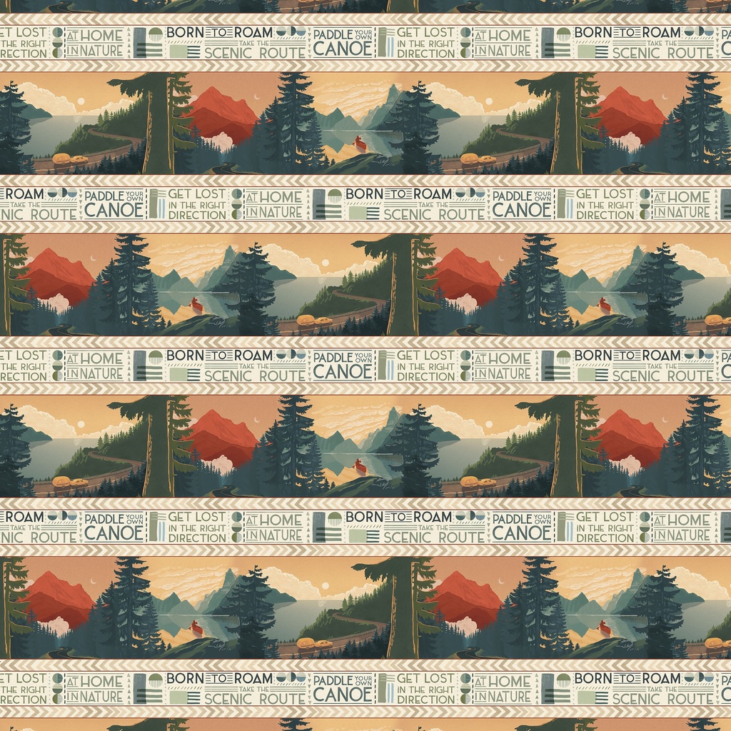 [W135-022-503] W135-022-503 / Paddle & Pine Border Stripe-Multi