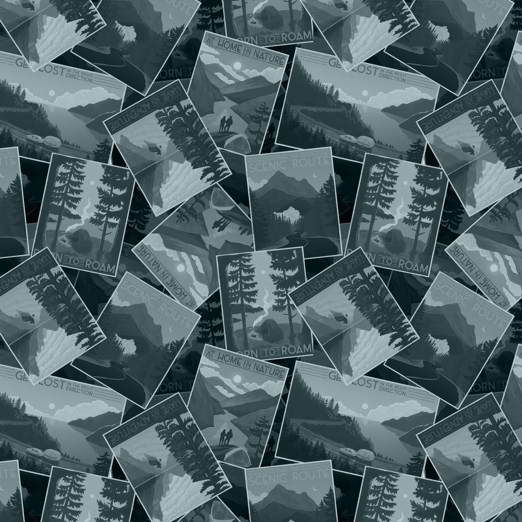 [W135-024-555] W135-024-555 / Tossed Posters-Blue Tonal