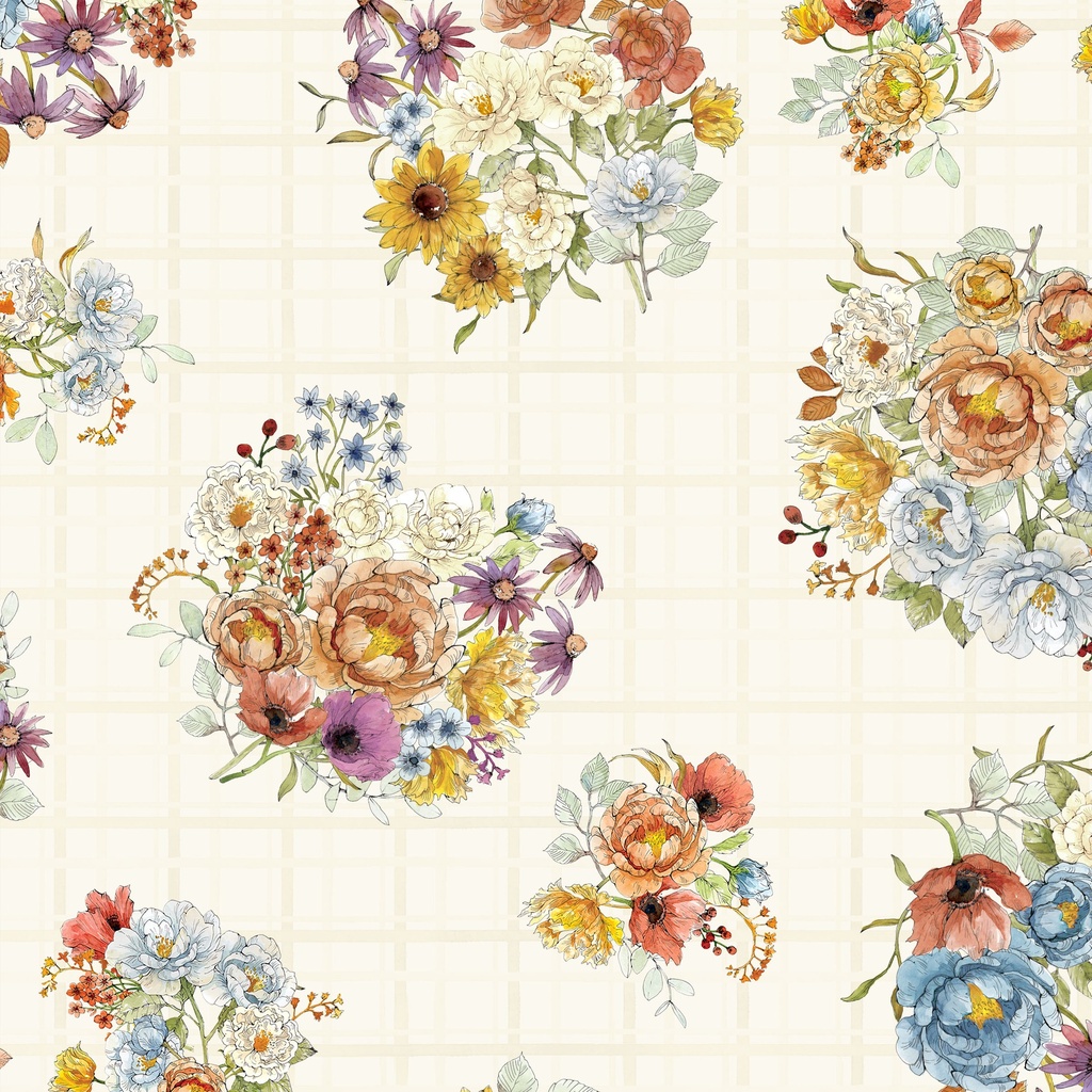 [W175-004-053] W175-004-053 / Bouquets-Cream