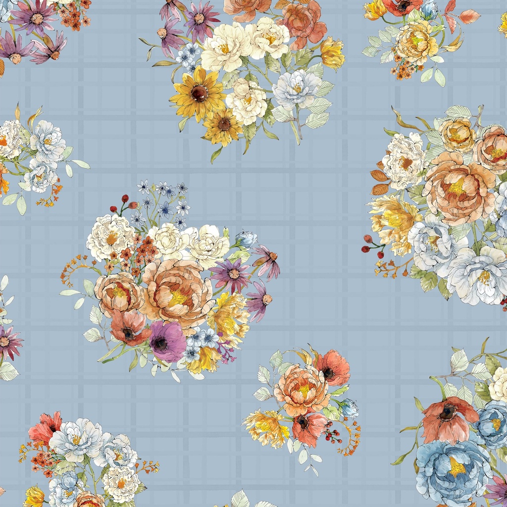 [W175-004-553] W175-004-553 / Bouquets-Denim