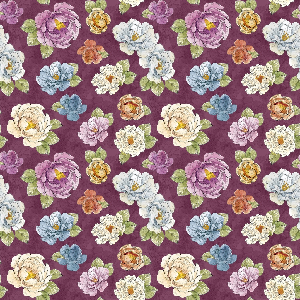 [W175-005-445] W175-005-445 / Medium Floral-Plum