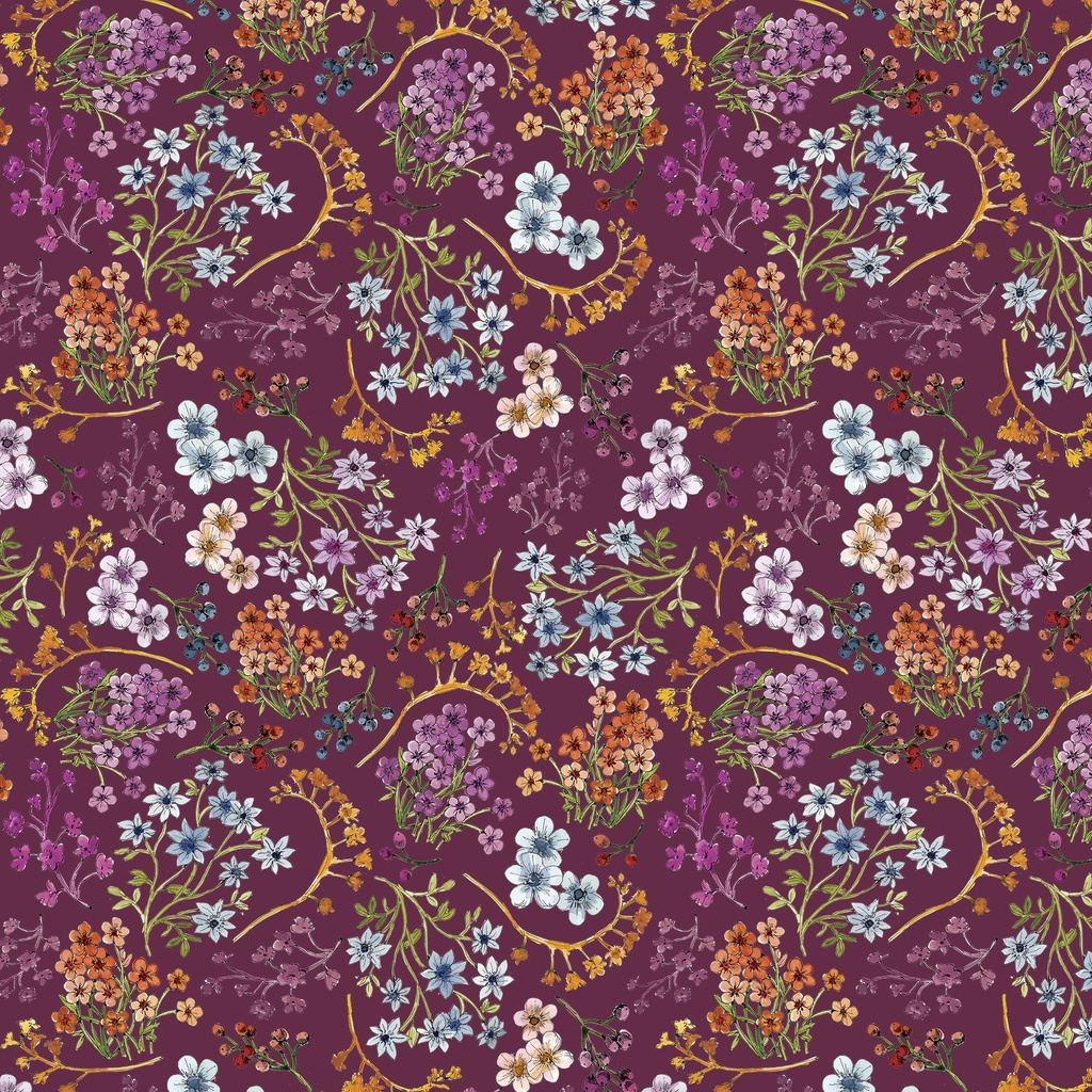 [W175-006-443] W175-006-443 / Small Floral-Plum