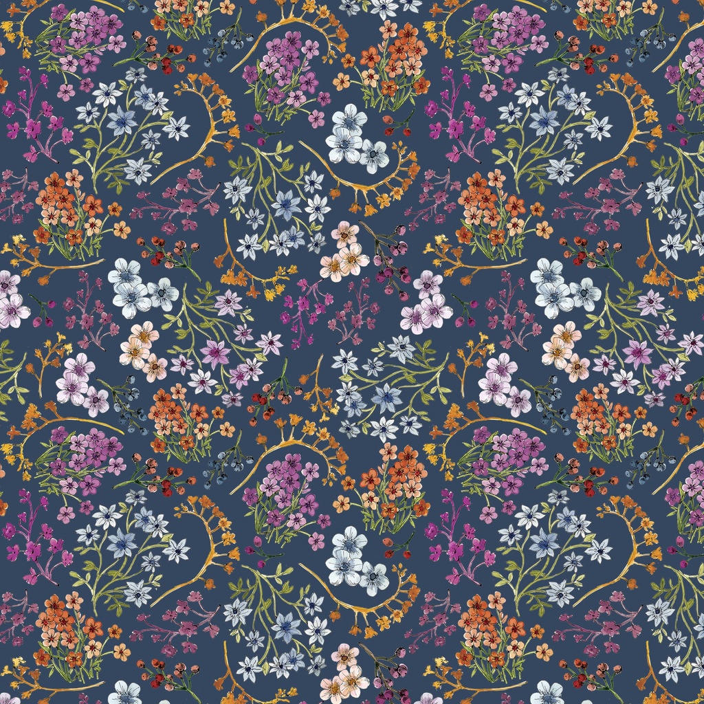 [W175-006-543] W175-006-543 / Small Floral-Denim