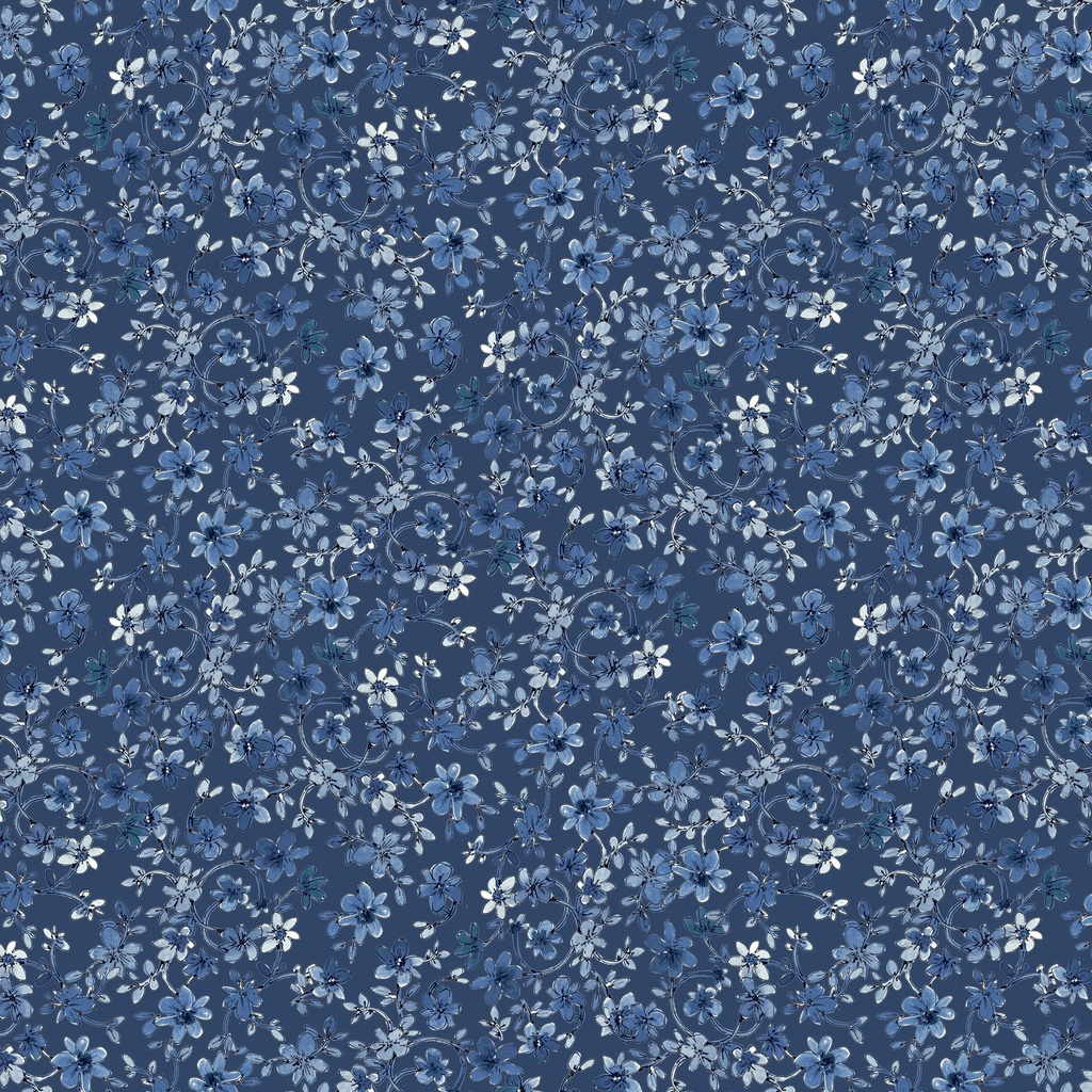 W175-007-550 / Tonal Floral-Denim