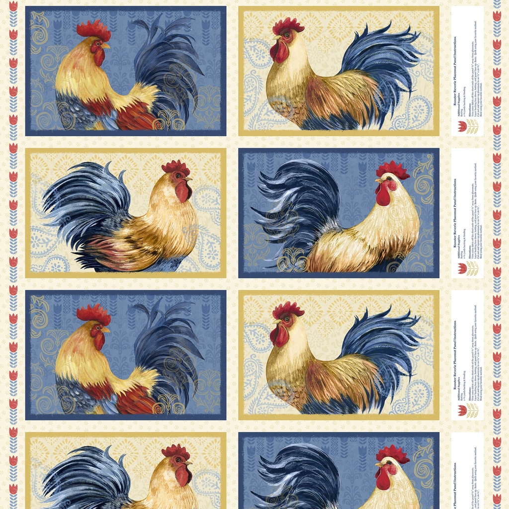 [W105-041-523] W105-041-523 / Rooster Reverie Placemat Panel-Multi