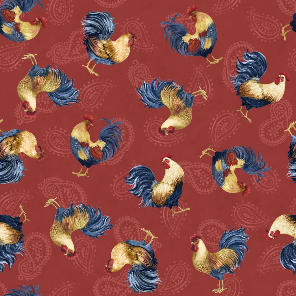 [W105-043-352] W105-043-352 / Tossed Roosters-Red