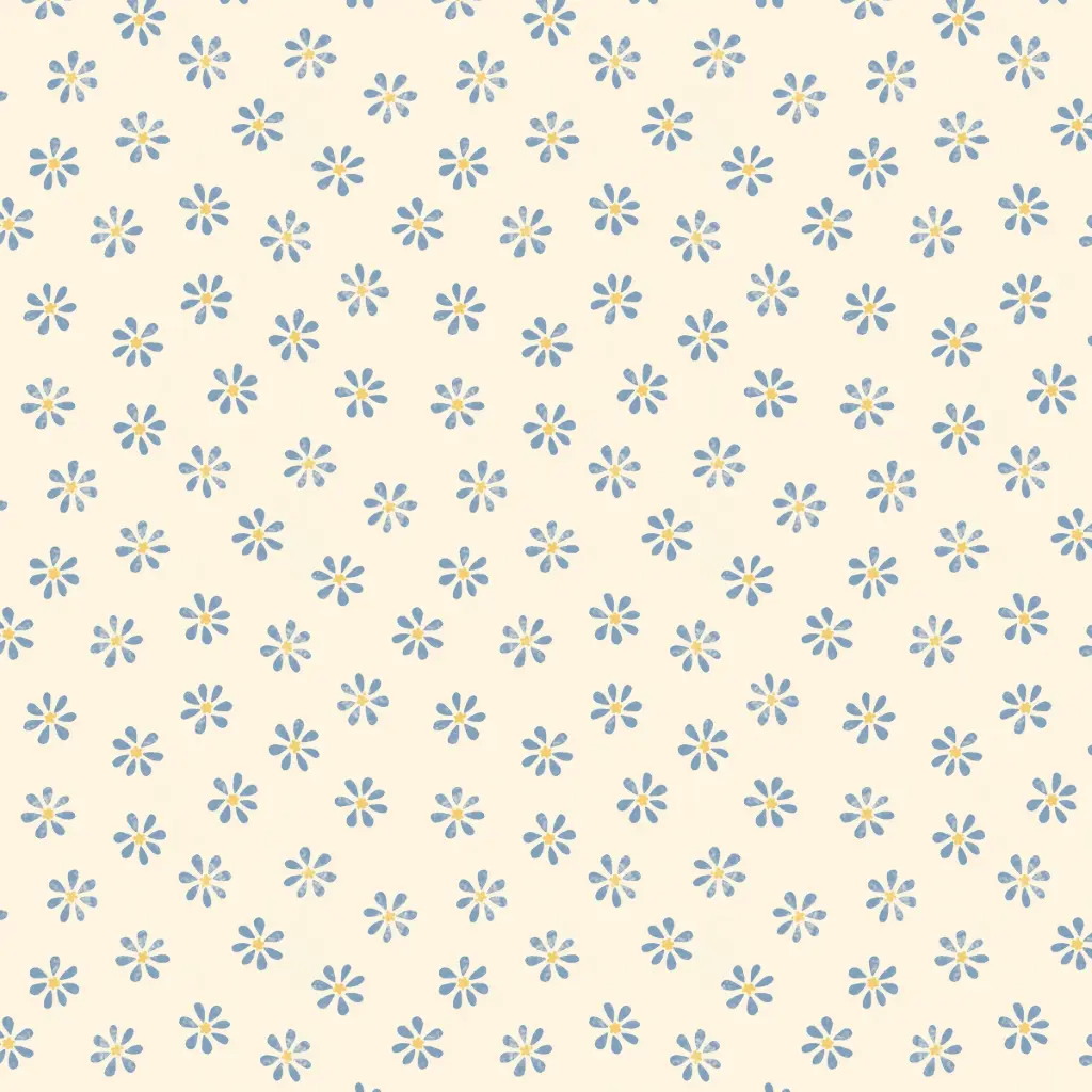 [W105-046-052] W105-046-052 / Floral Dot-Ivory/Blue