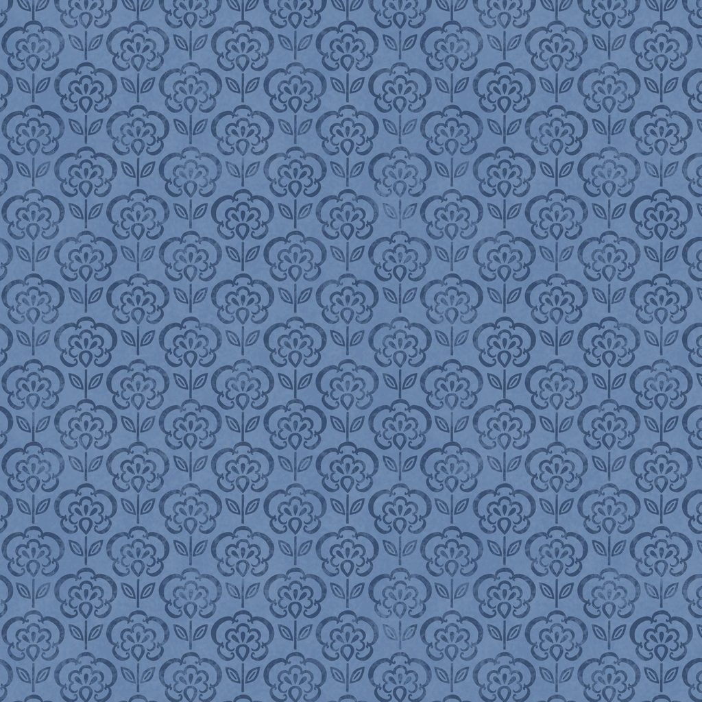 [W105-047-555] W105-047-555 / Floral Stamp-Blue