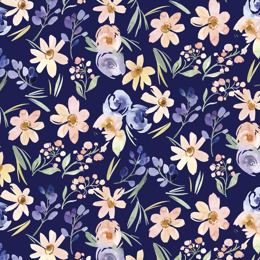 [W175-013-775] W175-013-775 / Floral - Navy