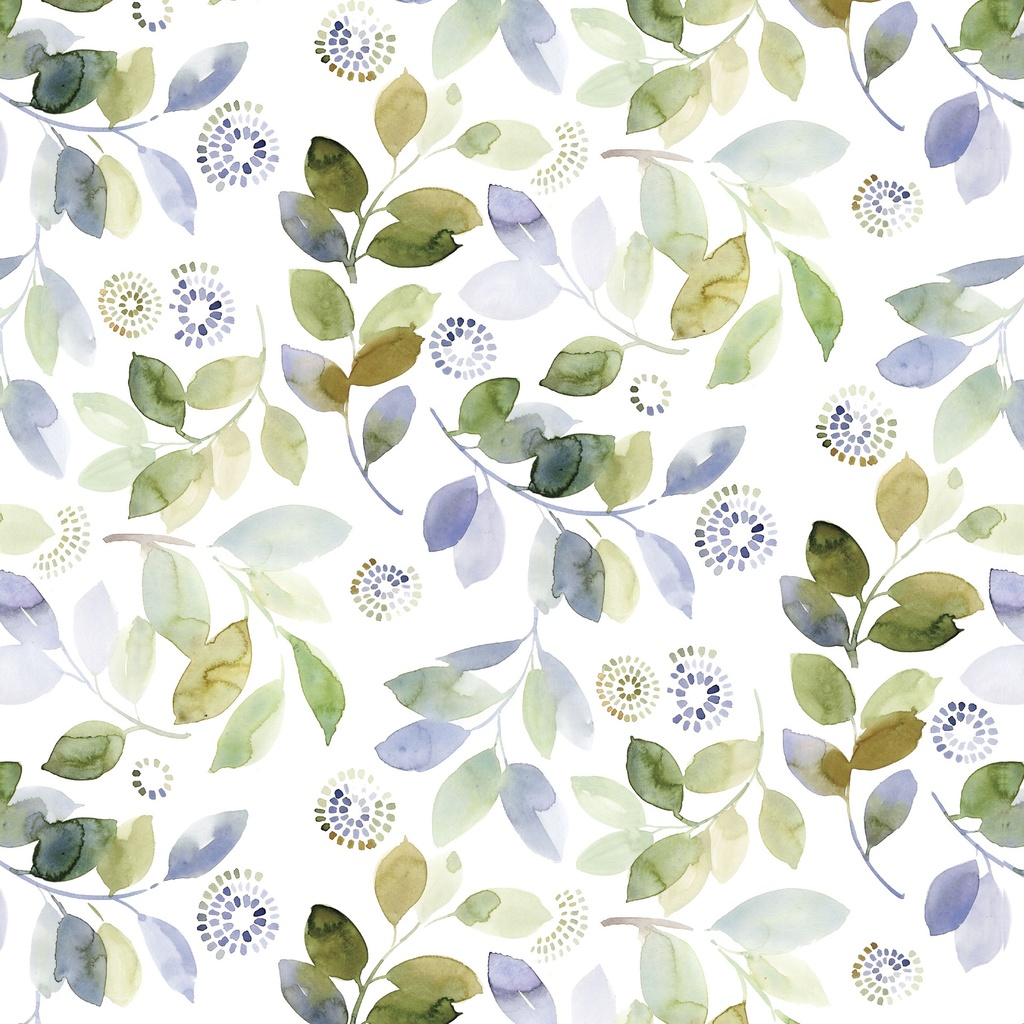 [W175-015-187] W175-015-187 / Leaves & Circles - White