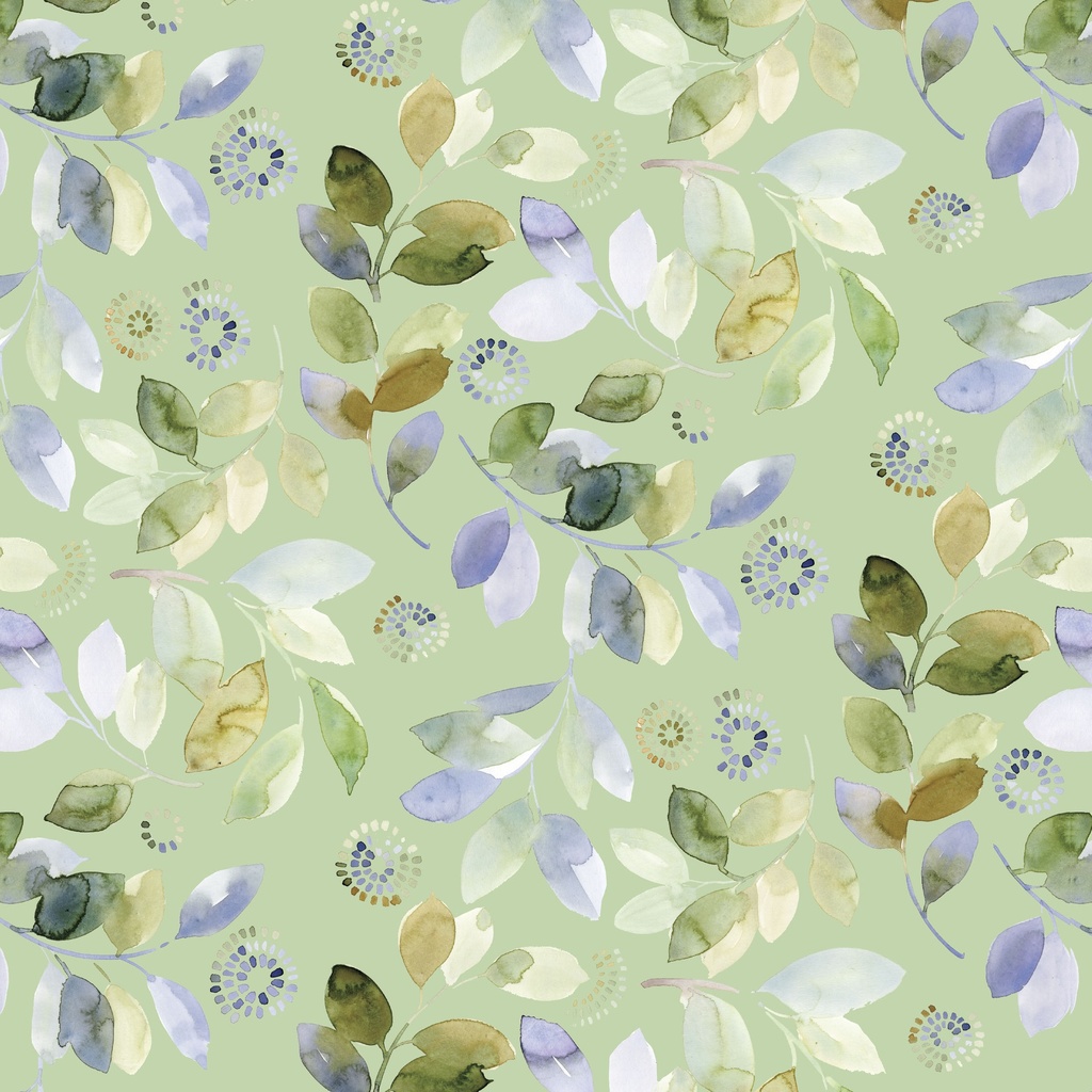 [W175-015-887] W175-015-887 / Leaves & Circles - Green