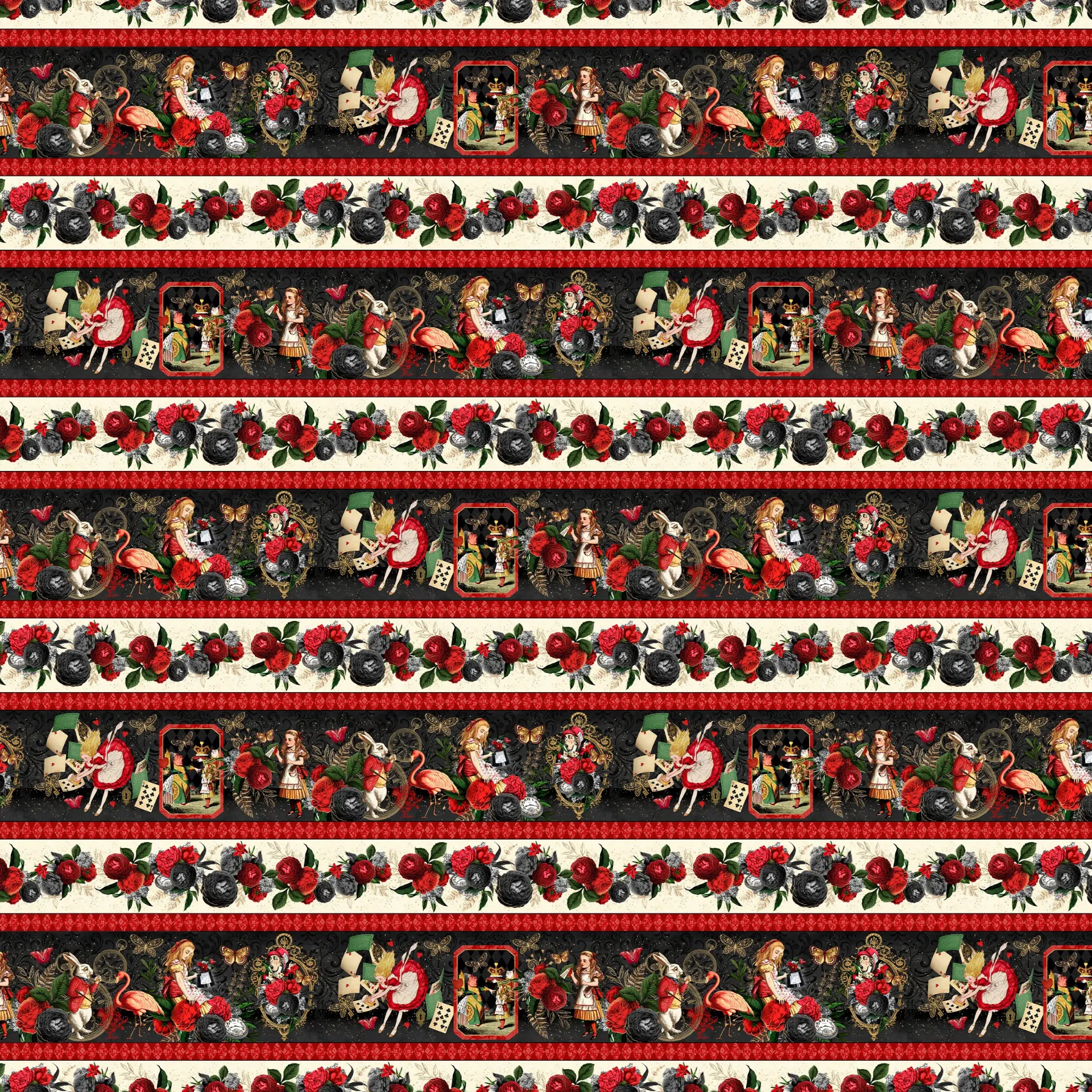 [W130-037-951] W130-037-951 / Curiouser & Curiouser Border Stripe - Multi