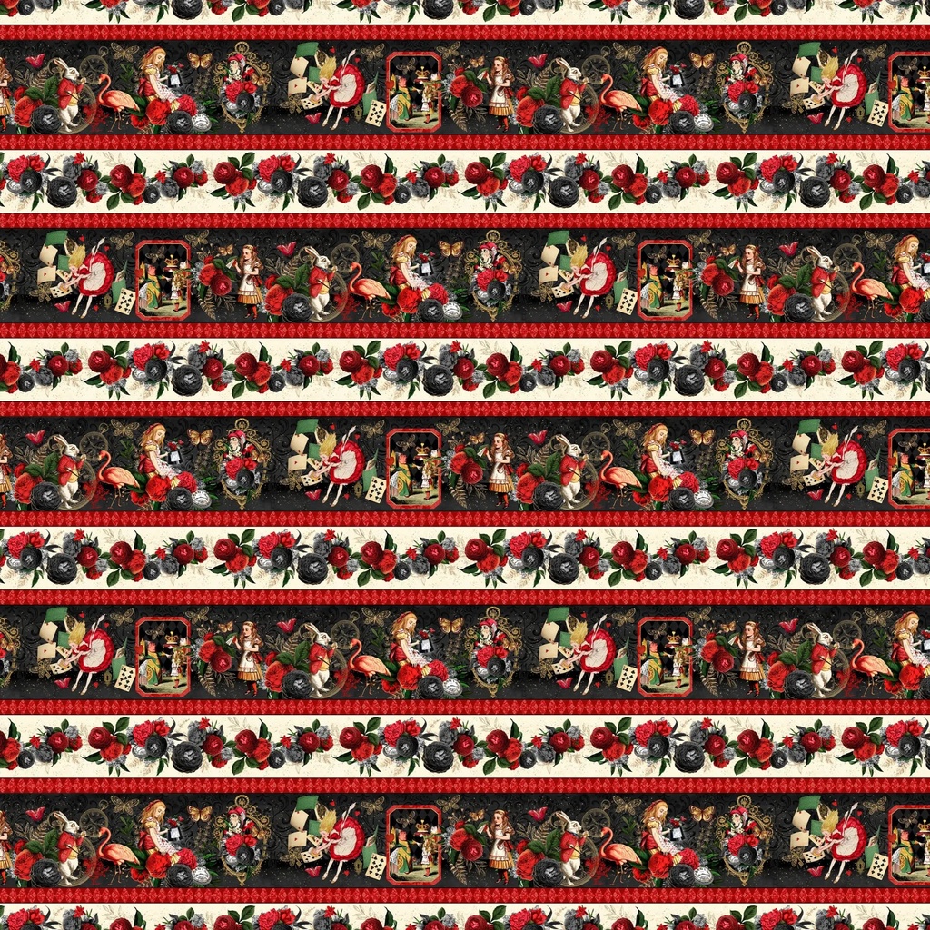 [W130-037-951] W130-037-951 / Curiouser & Curiouser Border Stripe - Multi