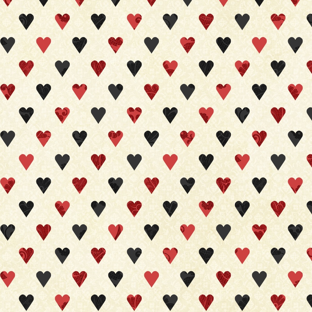 [W130-044-159] W130-044-159 / Hearts - Ivory/Multi