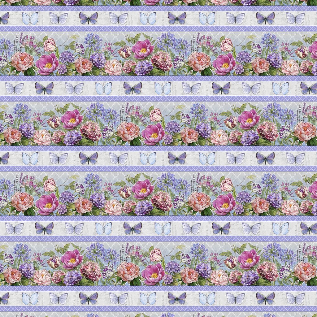 W115-027-965 / Meadowbrook Mist Border Stripe - Multi
