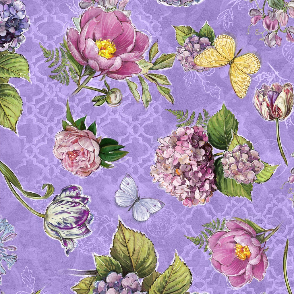 [W115-029-658] W115-029-658 / Large Floral - Purple
